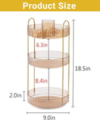 Asayuee 360 Rotating Makeup Organizer,3 Tier Large Capacity Make Up Organizers and Storage,Skincare Perfume Vanity Organizers,Bathroom Cosmetics Storage Organizer Countertop(Gold)