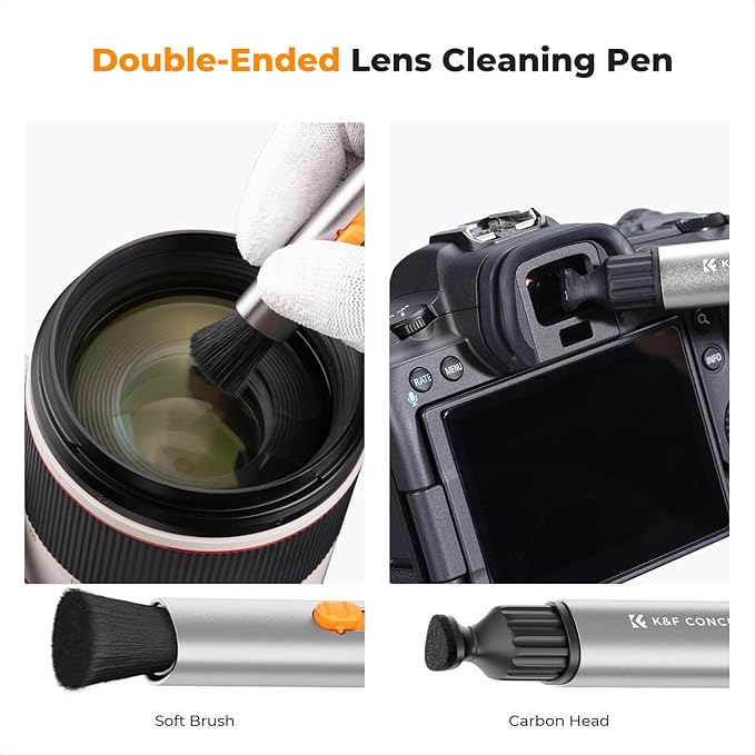 K&F CONCEPT Multifunctional Lens Cleaning Kit, Aluminium Alloy Lens Cleaning Pen*1 + Airpo Stripper*3 + Flocking Sponge*3 for Bluetooth Earphones Case, Camera Lens, Optical Lens, Glasses