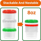 EONJOE 8 oz Small Freezer Containers with Lids Stackable Plastic Food Storage Container 1 Cup Meal Prep Bowls Airtight Dishwasher Safe,12-pack