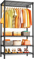 Ulif H4 Portable Closets, 4-Tier Metal Clothes Garment Rack for Bedroom and Cloakroom, Clothing Closet Storage and Organizer Wardrobe, 35.4" W x 14" D x 76.4" H, Black