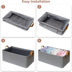 SNWDN 6 Pack Closet Cloth Storage Bins for Shelves, Medium Storage Baskets for Shelves, Fabric Bins for Closet organization with Handles（ Gray 15''L x 10''W x 8''H）