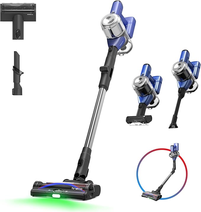 Tineco Pure ONE S50 Pro Cordless Stick Vacuum Cleaner, 200AW Powerful Suction, Zero Tangle Brush, 95Min Runtime, 180° Foldable Tube, 120° Green Light, Easily Tackles Large Debris Stick Vacuum