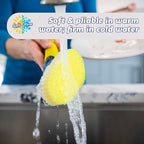 Scrub Daddy Dish Daddy Dish Wand & Connector Head, Soap Dispensing Dish Brush, Texture Changing Washing Up Sponge With Liquid Handle, Dish Sponge with Built-in Scraper, Scrubbing Head & Stand - Yellow