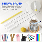 6 Pack Holikme 4 in 1 Cup Lid Cleaning Brush Set with 3 Straws, Multifunctional Bottle Brush, Silicone Cup Lid Gap Cleaner, Durable Bristle Crevice Cleaning Brush, Yellow