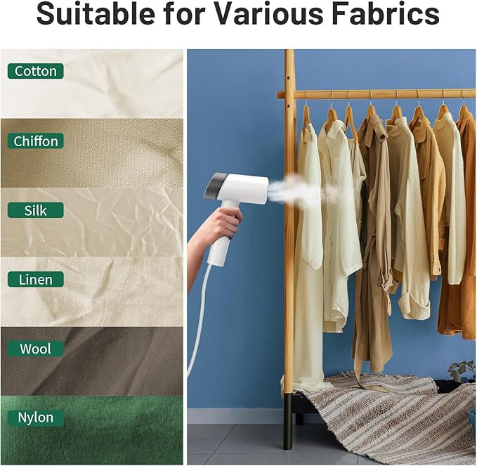 Travel Steamer for Garments with Dual Voltage for Worldwide Use, 120V/220V Foldable Handheld Fabric Wrinkle Remover,15s Fast Heat-up, 1200W Horizontal & Vertical Steaming, 1.9 Pounds