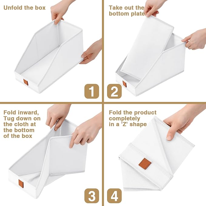 DIMJ Closet Organizers for Purses, Bags & More - Foldable Fabric Cube Storage 6 Pack - White (5.9 x 11.8 x 6.7 in) - Ideal for Shelves, Wardrobe, Bedroom & Office