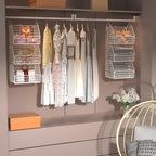 PUPPYCUTE Hanging Closet Organizer and Storage, Clothes Hanging Shelves Wire Baskets for Clothing Sweaters Purse Handbags Shoes White 5 Tier