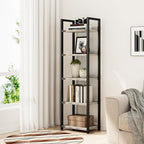 NUMENN Narrow Bookshelf, 5 Tier Bookshelves, Home Office Bookcase Shelf Storage Organizer, Free Standing Storage Shelving Unit for Bedroom, Living Room and Home Office, Grey