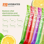 310 Nutrition Sugar Free Electrolytes Powder - Instant Hydration Packets for Daily Fluid Balance - Caffeine-Free Rehydration Drink Mix w/Vitamins, Low Calorie & Keto Friendly - Variety 30 Singles