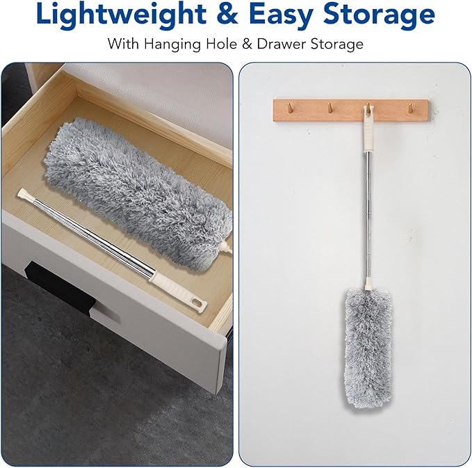 Azun Dusters for Cleaning, Ceiling Fan Cleaner Duster with Extension Pole 30"– 96", Reusable Microfiber Duster for High Ceilings, Walls, Blinds, Cobwebs, Furniture, Indoor & Outdoor Use