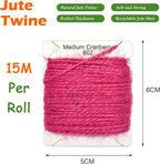 Jute Twine 15m Long Twine String for Crafts Gift Wrapping Packing Gardening Crochet Knitting Macrame Decor (Medium Cranberry)