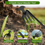 Weed Puller Tool Garden Uprooting Weeding Tool,2025 New Portable Garden Weeding Tool, 15.7in Weeder Tool, 4 Teeth Weeding Artifact Uprooting Weeding Tool