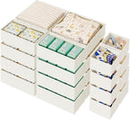 Sturdy Drawer Organizers (24-Pack) - Fabric Dresser Drawer Organizers & Dividers for Nursery Organization, Baby Organizers and Storage for Clothes, Socks & Underwear, White