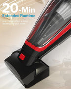 Powools Pet Hair Handheld Vacuum Cordless, Car Vacuum Rechargeable with Reusable Filters, Motorized Brush and Multi-Accessories for Carpet, Couch & Stairs, Red, 17.0"X 4.6"X 6.6"