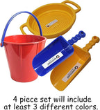 Spielstabil Sand Toys Bundle - Large Pail, Sieve and 2 Scoops (Colors Vary - Made in Germany)