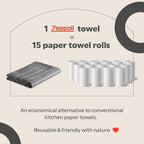 Zeppoli Classic Kitchen Towels - 6 Pack 100% Natural Cotton Towel Set, Reusable Wash Cloths, Absorbent Dish Towels, Machine Washable Hand Towels, Kitchen Essentials, 20" x 28" - Black VAR