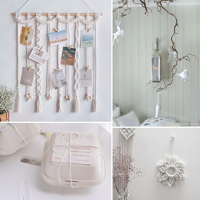 Anvin 984 Feet Cotton Twine Natural Jute Packing String - White for Bakers, Wrapping, Butchers, Baking, Arts and Crafts, Gardening (Pack of 3, 10 Ply 2mm Thick)