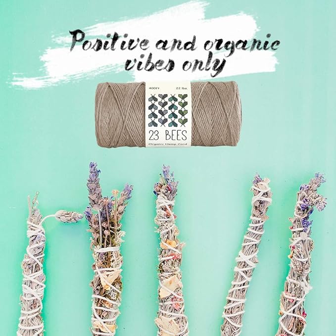 100% Organic Hemp Cord, Twine, String for Jewelry, Beading, Macrame, Crafts, 23 Bees (400ft x 22 lb.) Natural