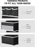 Yecaye 6-Tier Over The Door Storage Organizer, Flexible 1 Split into 2 Swing-Proof Hanging Bathroom Organizer, Bedroom Organizers and Storage for Newborn Baby Essentials, Black