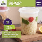 CIAO! 32OZ PP Injection Molded Soup-Deli Container with LLDPE Lid, Microwavable and BPA Free (240/240 combo pack)