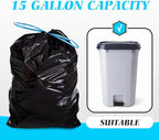 Teivio 15-16 Gallon 120 Counts Strong Tall Kitchen Drawstring Trash Bags, Medium Plastic Garbage Bags for Home Kitchen Garden Office Tall Trash Can, Black Waste Bin Liners