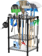 T2 Garden Tool Organizer（With Adjustable Shelf）Heavy Duty Garage Tool Storage for Yard，Shed，Outdoor and Lawn，Freestanding Tool Organizers and Storage UP to 45 Tools，Black with Anti-Tip Device