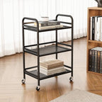 HDANI 3 Tier Rolling Cart,Heavy Duty Multifunctional Metal Frame-Supports 22 Lbs Per Tier,Rolling Cart with 2 Lockable Wheels for Office,Home,Bedroom,Kitchen,Bathroom (Black)…