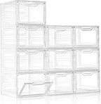 10 Pack Closet Organizers and Storage,Clear Stackable Plastic Storage Bins with Lids Magnetic Doors,Clothes Organizers and Storage,Plastic Craft Containers for Wardrobe Kitchen Bathroom Office