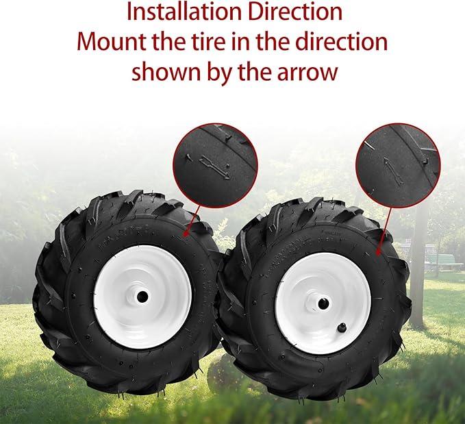(2 Pack) 13x5.00-6" Tiller Tire and Wheel-Heavy Duty,3/4" Axle & 3-1/8" Centered Hub, Compatible with Craftsman, Troy-Bilt, Lawn Tractors & Tillers – Replacement for Garden, Farm, Landscaping