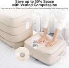 Comforter Storage Bag - Extra Large Capacity Blanket Storage Bags 4-Layer Ultra Space Saving Self Compression Organizer, Washable Compression Bags for Storage Comforter Blanket, 1-Pack, Beige