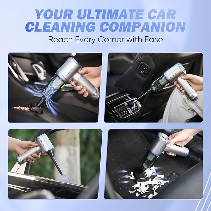 Mini Vacuum Cleaner, 3 in 1 Cordless Handheld Vacuum Cleaners, 18000Pa High Power Car Vacuum Cleaner with Brushless Motor,Adjustable Car Vaccum Portable Cordless for Cars,Desktop-DBS03 Blue