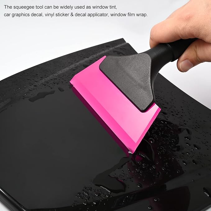 EHDIS Small Squeegee 5 inch Rubber Window Tint Windshield Scraper for Car,Glass, Mirror, Shower, Door,Bathroom Cleaning (Pink)