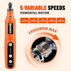 GONANZA Mini Cordless Rotary Tool Kit - 5-Speed, 3.7V Power Supply with LED Light 62 Accessories for Engraving, Sanding, Polishing, Type-C Rechargeable Perfect for DIY Crafts and Precision Work