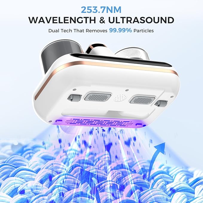 Mattress Vacuum Cleaner - 5-in-1 Cordless Bed Vacuum Cleaner, Powered by UV-C Light & Ultrasonic Technology, 16Kpa Strong Suction,Low Noise,Suitable for Dust, Pet Hair, Etc.
