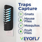 VEYOFLY Fruit Fly Traps for Indoors, Fly Trap Indoor, (1 Device + 3 Refills) Fly Catcher Indoor, Gnat Traps for House Indoor, Fly Trap, Plug in Light Flying Insect Trap, Bug Killer