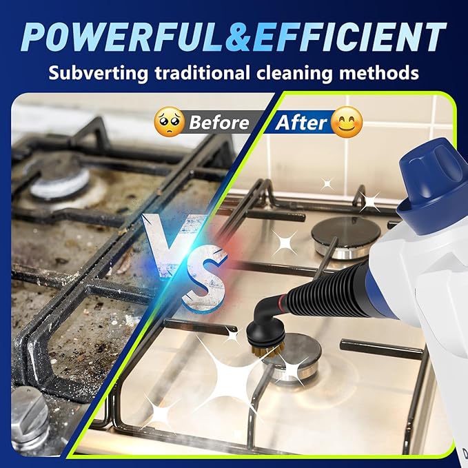 Steam Cleaner, Pressurized Handheld Steam Cleaner for Home with 12pcs Accessories & Safety Lock, Multi-Surface & Powerful Home Use Steamer for Cleaning, Car, Bathroom, Shower, Window, Grime, Grease