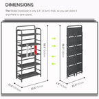 4NM No Assembly Folding Bookshelf 5 Tiers Vintage Industrial Black Book Shelf Metal Foldable Storage Bookcase and Bookshelves for Living Room,Bedroom and Kitchen - Black