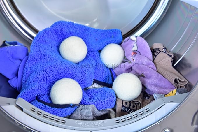 Pack of 4 Wool Laundry Dryer Ball by GK&CO-Reusable Extra Large Premium Natural Fabric Softener, Reduces Clothing Wrinkles, Eco-Friendly~Made of 100% Pure New Zealand Wool~Made in Nepal (4)