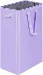 efluky Slim Laundry Basket, Narrow Laundry Hamper with Handles, Collapsible Dirty Clothes Hamper, Tall Laundry Bin for Laundry Room, Dorm and Bedroom, 19.8 Gallon (75L) Light Purple