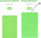 Cellulose Sponges, Large Size 4" x 6" x 1" - Heavy Duty Scrub Kitchen Sponge, Clean Tough Messes Without Scratching Kitchen Cleaning Pads, Pop Up Eco DIY (6 Pack), Green
