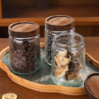 2-Pack 34 OZ Vintage Glass Jar with Lid, Airtight Food Storage Canisters with Bamboo for Kitchen Counter Pantry, Ideal for Coffee, Candy, Tea, Oats, Sugar, Cookies Decorative Jars