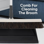 Superio 18" Horse Hair Upright Broom with Telescopic Handle & 16" Black Dustpan with Comb, Rubber Lip & Clip – Narrow Thin Dust Broom for Dog Hair – Hardwood & Tile Floor Cleaning Set – Gray/Black