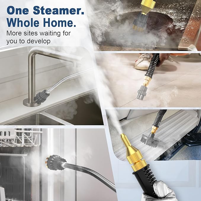 Steam Cleaner, Advanced 6-Level Adjustable Natural Steam, 10S Ultra-Fast Heat, 2500W Portable Car Steamer for Cleaning, Multi-Surface Steam Cleaner for Home Use, Kitchen, Bathroom, Grout, Tile, Floor