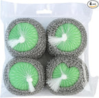 Amazon Brand | Pack of 4 | Ring King Stainless Steel-Wrapped Sponge Scrubbers | Heavy Duty Scouring Pads - Individually Wrapped for Dishes Pots, Pans, and Ovens