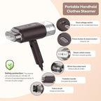 Newbealer Dual Voltage Garment Steamer 120V/220V, 1200W Powerful Steamer for Clothes, Home & Travel Use, Horizontal & Vertical Steaming, 20s Heat-up, Foldable, 1.72lbs, 180ml (Brown)