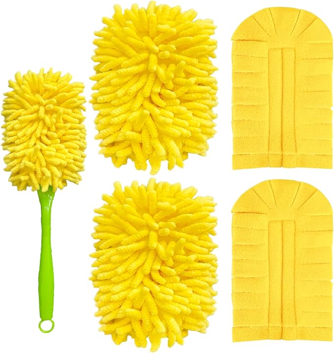 4Pack Reusable Duster Compatible with Swiffer (Handle is Not Included) Microfiber 360 Heavy Duty Dusters Refills Washable Duster Pads for Cleaning Ceiling Fan Window