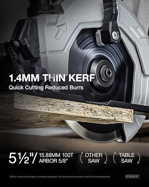 CRALY 5-1/2 Inch 100 Teeth Circular Saw Blade, 5/8 Inch Arbor, Thin Kerf, for Cutting Plywood, OSB, Plastic, Paneling & Vinyl Siding, 3-Pack(C055100WB-3)