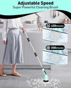 Electric Spin Scrubber for Cleaning Bathroom, Shower Scrubber Cordless Cleaning Brush with IPX7 Waterproof & 2 Speed, 3 Brush Heads, Bathroom Cleaning Supplies for Toilet Shower Tub Mint Green