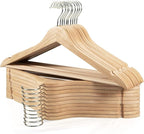Edergoo Wooden Hangers 20 Pack, Durable Wood Hangers with 360° Swivel Hook & Notches, Slim Coat Hanger Wooden for Closet, Natural