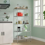 5-Tier Shelves Height Adjustable Storage Shelves Shelving Unit 21”Dx11”Wx48”H Wire Shelving NSF Certified Storage Shelf with Leveling Feet for Home Kitchen Garage, Chrome